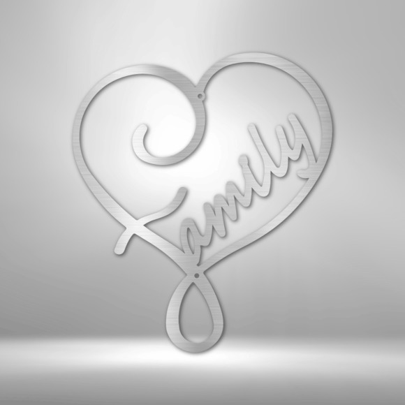 Family Love Steel Sign Laser Cut Powder Coated Home & Office Metal Wall Decor Mu
